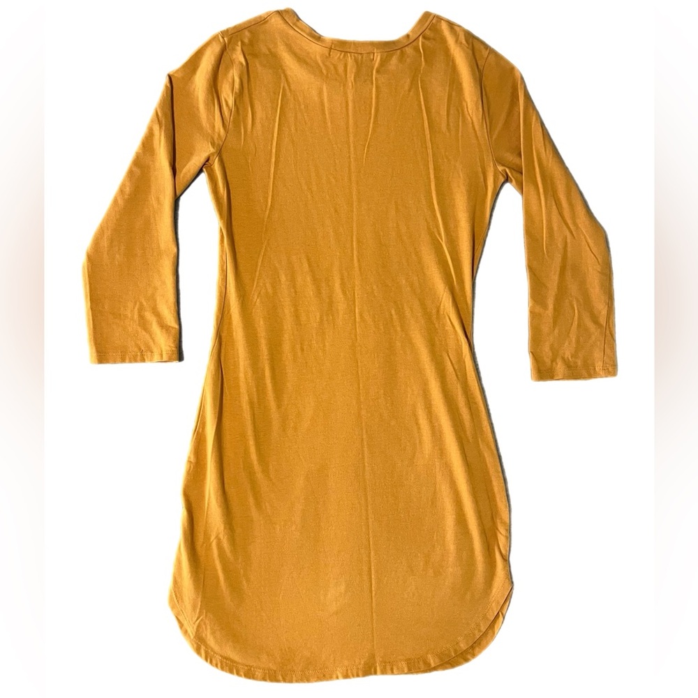 🧡 Derek Heart Bodycon Dress~Women’s Sm~Golden Orange~Ripped Details~Curved Hem - Picture 5 of 8